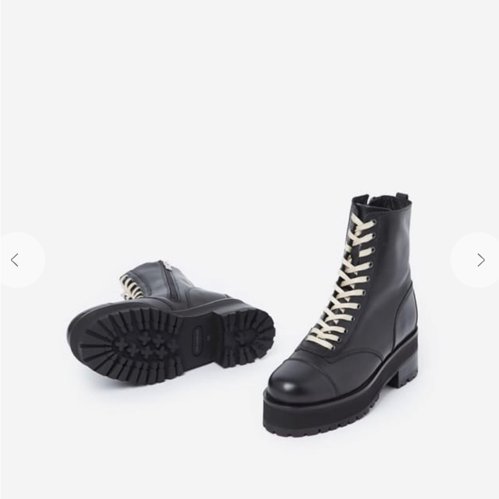 The Kooples NWOT Size 37 (US 7) black leather platform ankle boots - Picture 2 of 7